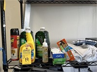 ASSORTED CLEANING SUPPLIES, GLUE, SOCKS, ETC (MOST