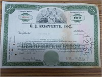EJ korvette stock certificate