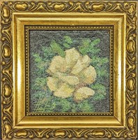 Framed Yellow Rose Original Faye Palao Oil On Boar