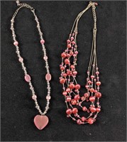 Pink Beaded Silver Colored Necklaces