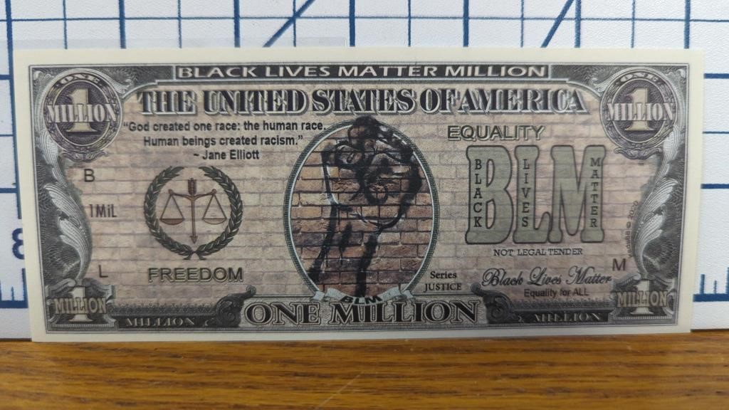 Black lives matter million Dollar Bank note