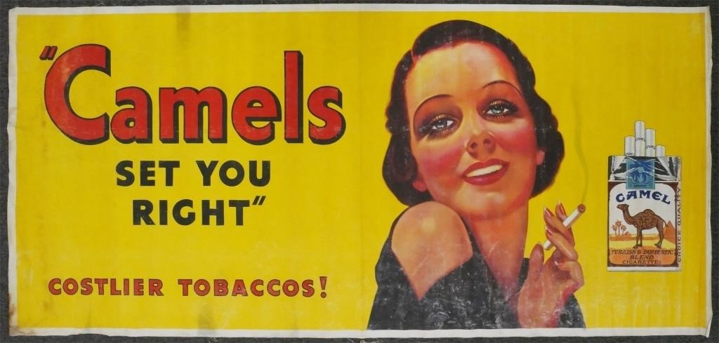 1940s Camels Cigarettes 8' Advertising Banner