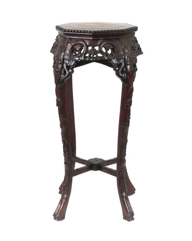 Chinese Carved Plant Stand 30"