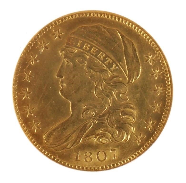 1807 Gold $5 Uncirculated, Net Graded AU50