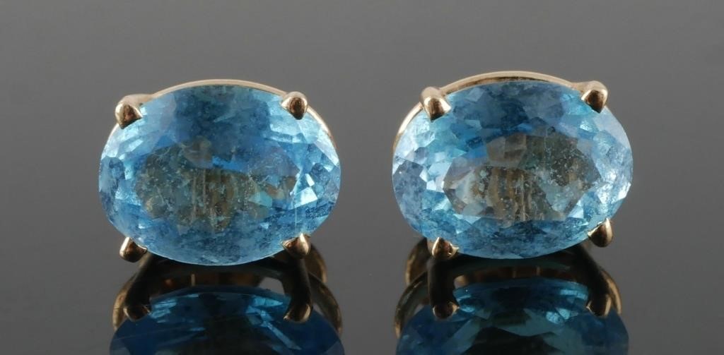 14K Blue Topaz Stud Earrings
