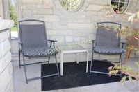 2 Patio Folding Chairs & Small Table