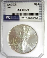 1996 Silver Eagle MS70 LISTS $3850