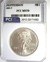 1993-P S$1 Jefferson PCI MS70