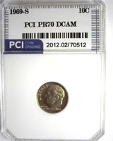 1969-S Dime PR70 DCAM LISTS $135 IN 69