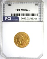 1915 Gold $5 MS65+ LISTS $20500