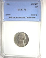 1978 Nickel MS67 FS LISTS $10000