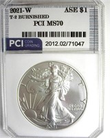 2021-W T2 Silver Eagle PCI MS70 Burnished
