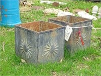 Pair of Cast Iron Square Flower Pots