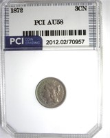 1872 3c Nickel AU58 LISTS $225