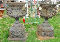 Pair of Cast Iron Urns