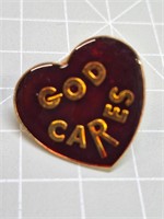 God cares heart pin