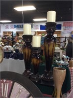Three piece candle stick holders