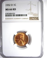 1952-D Cent NGC MS66 RD