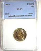 1955-D Nickel MS67+ LISTS $1000 IN 67