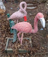 Pair of Cast Stone Flamingos