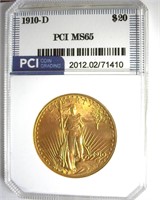 1910-D Gold $20 MS65 LISTS $4750