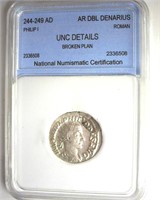 244-249AD Philip I NNC UNC Details AR Dbl Denarius