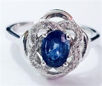 925 Sterling Silver Blue Sapphire Ring