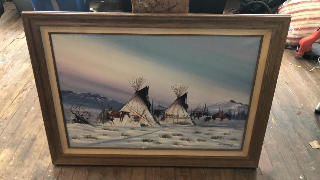 large canvas american indian painting