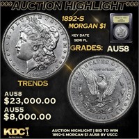***Auction Highlight*** 1892-s Morgan Dollar $1 Gr