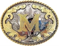 New Initial 'M' Rodeo Cowboy Western Belt Buckle