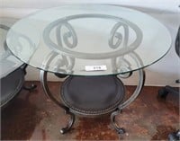 GLASS TOP WROUGHT IRON END TABLE