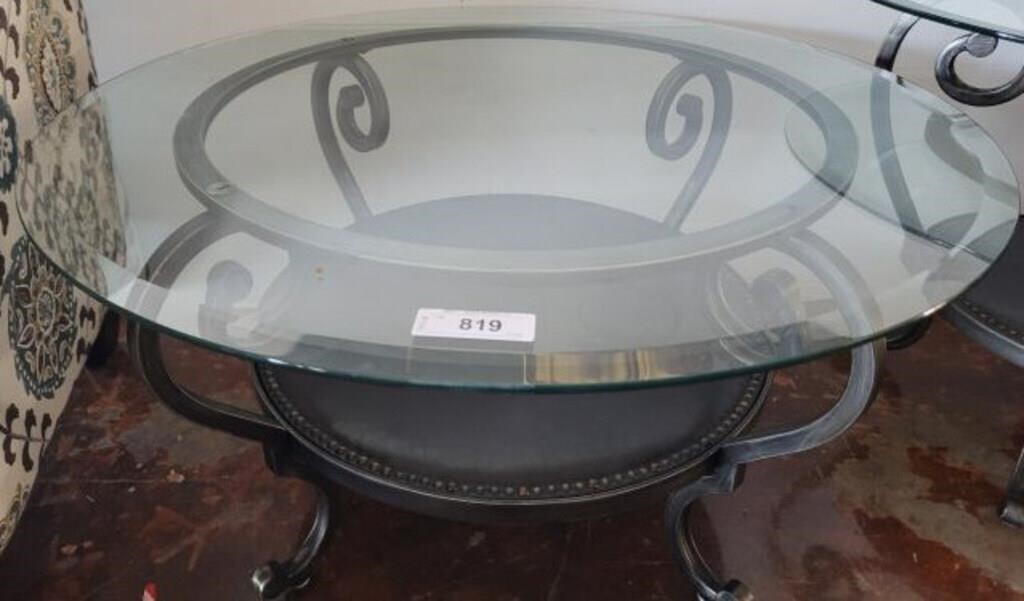 GLASS TOP WROUGHT IRON COFFEE TABLE