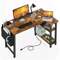 Lufeiya Small L Shaped Desk with Power Outlet Shel