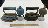2-Vintage steam irons w/ Coleman