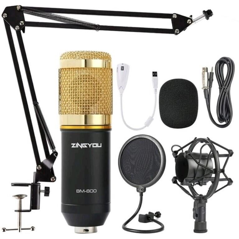 ZINGYOU BM-800 Condenser Microphone Bundle, Profes