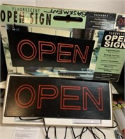 Lighted Open sign   25 1/8w. X  1 3/4 d. X 9 1/2