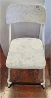 PAINTED METAL FRAME STOOL W/ WOODEN SEAT/BACK