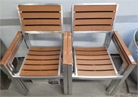6 METAL AND WOOD STACKING CHAIRS