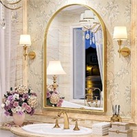 Arched Metap Frame Wall Mirror, 24 x 32 Inch Gold