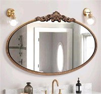 WAMIRROGold Traditional Oval Ornate Baroque Mirror