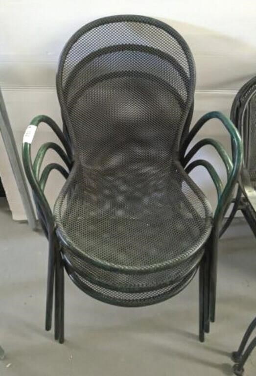 3 METAL STACKING PATIO CHAIRS