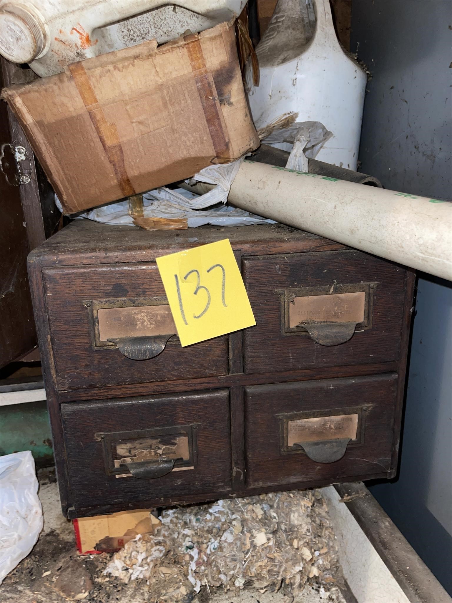 antique oak file box includes contents