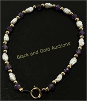Marked 14K Gold Beaded Bracelet