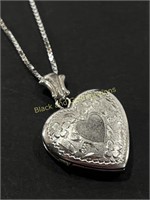 Marked 925 Sterling Silver Heart Locket & Chain