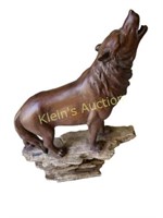 Wolf On A Cliff statue  Howling Bronze Color