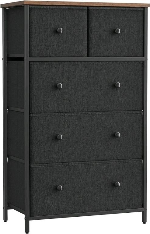SONGMICS Storage Tower with 5 Fabric Drawers, [11.