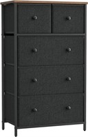 SONGMICS Storage Tower with 5 Fabric Drawers, [11.