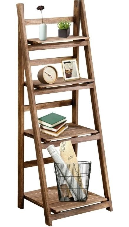 Babion, Ladder Shelf, 4-Tier Bookshelf with Stable