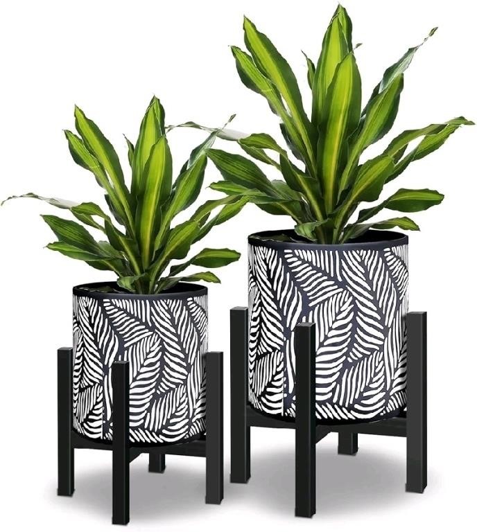 Decorative Palm Leaves Printing 
Plant Pot with St