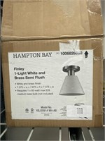 Hampton Bay Finley 1-Light White & Brass Semi